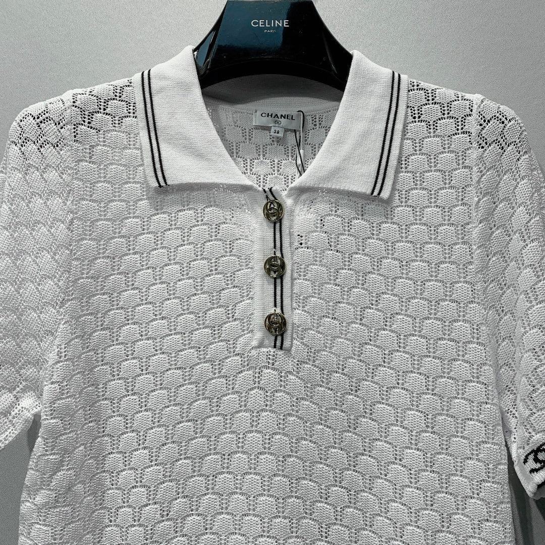 CHANEL 26S SHORT SLEEVE POLO TOP STYLE 1274