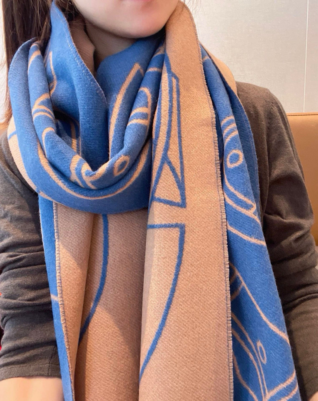 HERMES 25S SCARF 195 IN CASHMERE 989852