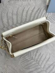 PRADA 25S ENCHAINE MINI BAG 22 IN WHITE CALFSKIN GOLD HARDWRE