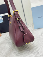 PRADA 25S AIMEE MEDIUM SHOULDER BAG 31 IN BURGUNDY CALFSKIN