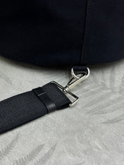 PRADA 25S DRAWSTRING BACKPACK 55 IN BLACK CANVAS LINEN SILVER HARDWRE