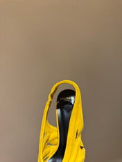 BALMAIN 26S SLINGBACK HEELS 100 MM IN SUNFLOWER YELLOW SUEDE