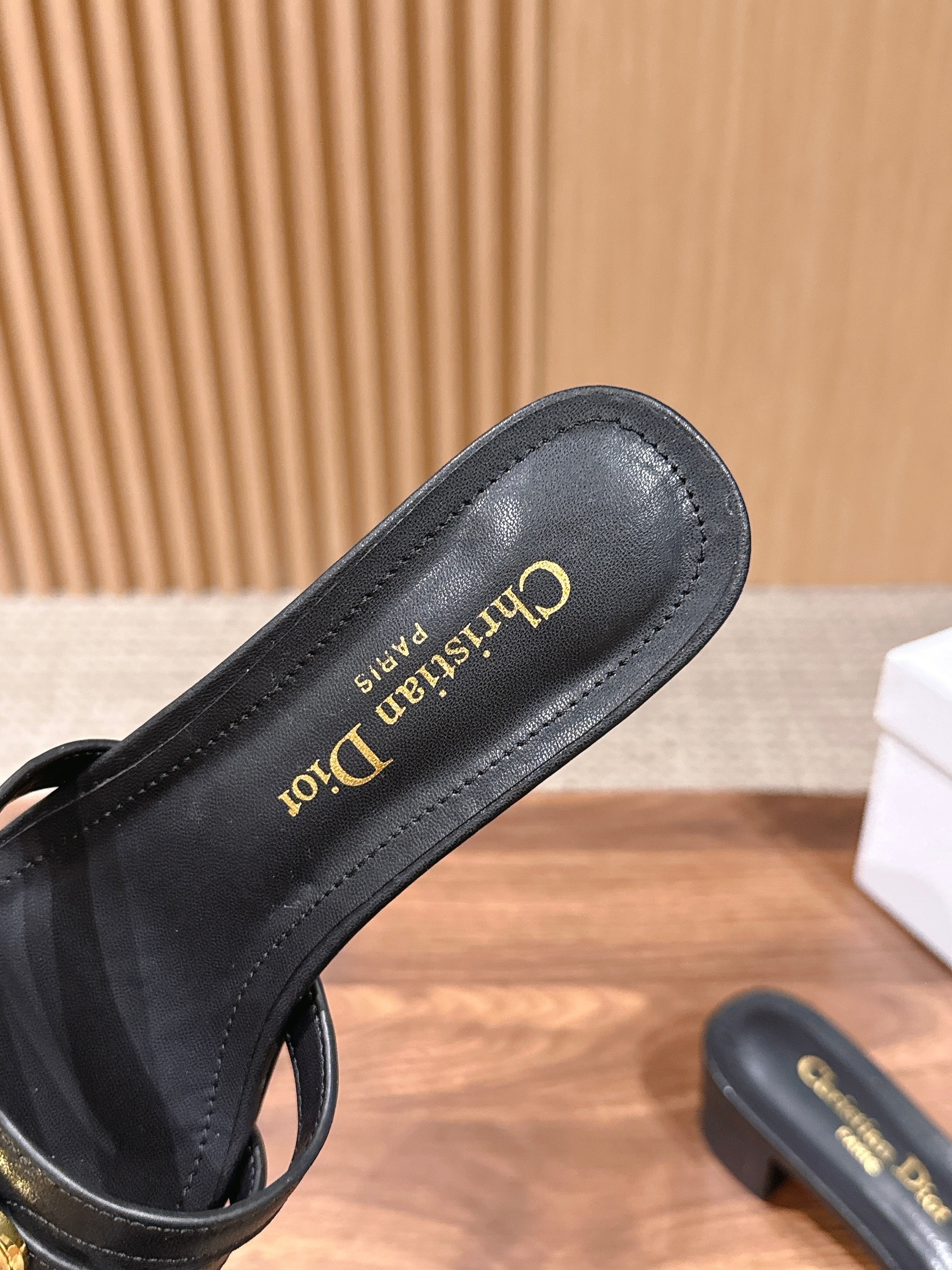 DIOR 26S MID HEEL SANDALS IN BLACK CALFSKIN MULTI STRAP GOLD HARDWARE