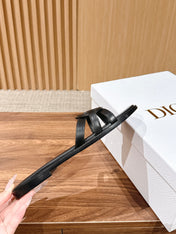 DIOR 26S SLIDE SANDALS IN BLACK CLUB WOVEN CALFSKIN