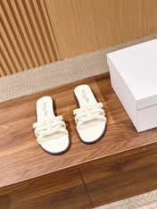 DIOR 26S SLIDE SANDALS IN WHITE CLUB WOVEN CALFSKIN