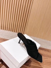 THE ROW 26S BUTTON DETAIL MULE SANDALS IN BLACK SUEDE