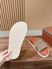 LP 26S SLIDES SANDAL IN OLIVE BROWN SUEDE WITH LOGO
