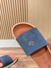 LP 26S SLIDES SANDAL IN NAVY BLUE SUEDE WITH LOGO