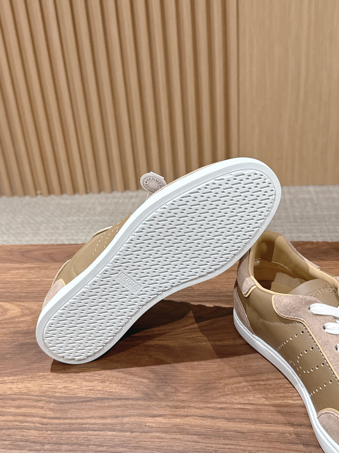 HM 26S GET SNEAKERS IN SAND BEIGE CALFSKIN MIX SUEDE STYLE 2