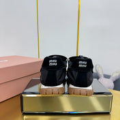 BALLERINAS SHOES IN BLACK TYRE TECHNICAL FABRIC AND SUEDE
