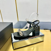 CC HIGH SANDAL 25S IN BLACK CALFSKIN