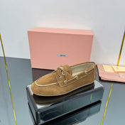 BOAT SHOES IN DARK BEIGE SUEDE