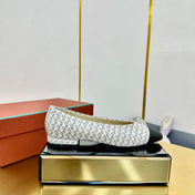 BALLET IN WHITE TWEED MIX BLACK LAMBSKIN