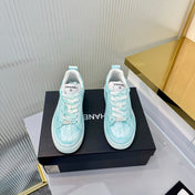 CHANEL 26S LOW-TOP SNEAKERS IN LIGHT MINT BLUE CALFSKIN