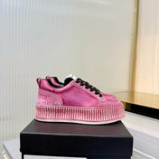 CHANEL 26S LOW-TOP SNEAKERS IN DARK PINK GRAFFITI PATTERN CALFSKIN