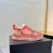CHANEL 26S LOW-TOP SNEAKERS IN PINK GRAFFITI PATTERN CALFSKIN