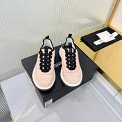 CHANEL 26S PLATFORM SNEAKERS IN LIGHT PINK SUEDE WITH CC LOGO