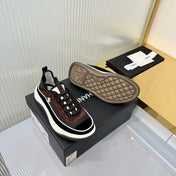 CHANEL 26S PLATFORM SNEAKERS IN BLACK MIX BROWN SUEDE AND FABRIC WITH CC
