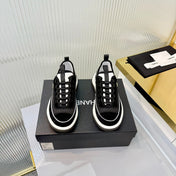 CHANEL 26S PLATFORM SNEAKERS IN BLACK MIX WHITE SUEDE WITH CC LOGO