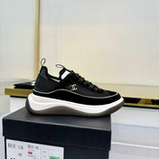 CHANEL 26S PLATFORM SNEAKERS IN BLACK MIX WHITE SUEDE WITH CC LOGO