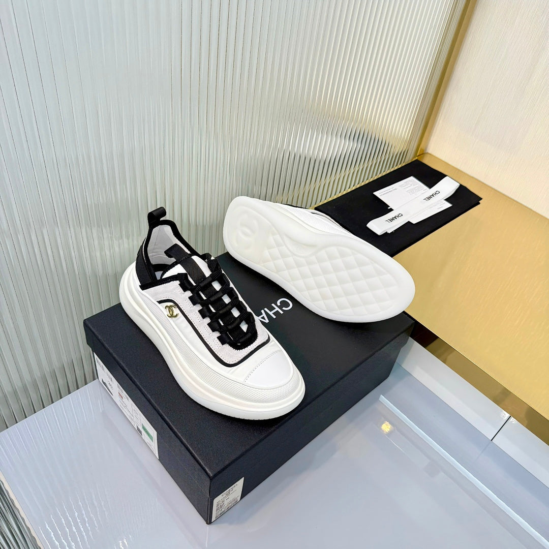 CHANEL 26S PLATFORM SNEAKERS IN WHITE CALFSKIN