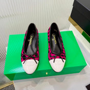 CHANEL 26S FLAT SHOES IN DARK PINK AND BLACK LEOPARD PRINT PONY HAIR