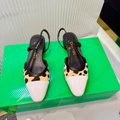 CHANEL 26S FLATS SLINGBACK IN WHITE PATENT CALFSKIN WITH LIGHT YELLOW PONY HAIR