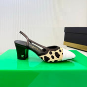 CHANEL 26S HIGH-HEEL SLINGBACKS 50 MM IN WHITE PATENT CALFSKIN WITH LIGHT YELLOW PONY HAIR
