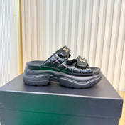 CHANEL 26S PLATFORM SANDALS IN BLACK LAMBSKIN