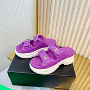 CHANEL 26S PLATFORM SANDALS IN PURPLE LAMBSKIN