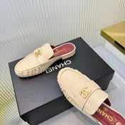 CHANEL 26S LOAFER MULES IN BEIGE CALFSKIN WITH CC LOGO