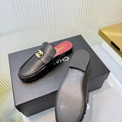 CHANEL 26S LOAFER MULES IN BLACK CALFSKIN WITH CC LOGO