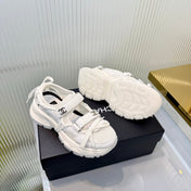 CHANEL 26S VELCRO SNEAKERS IN WHITE CALFSKIN WITH BOW