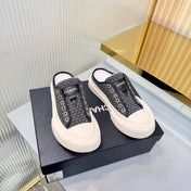 CHANEL 26S MULE SNEAKERS IN BLACK CHECKERED WOVEN DENIM FABRIC STYLE 5