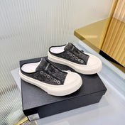 CHANEL 26S MULE SNEAKERS IN GREY DIAMOND-PATTERNED WOVEN DENIM FABRIC STLYE 6