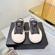 CHANEL 26S MULE SNEAKERS IN GREY DIAMOND-PATTERNED WOVEN DENIM FABRIC STLYE 6