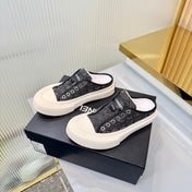 CHANEL 26S MULE SNEAKERS IN GREY DIAMOND-PATTERNED WOVEN DENIM FABRIC STLYE 6