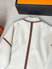 HERMES 25S CASHMERE COAT WITH LEATHER BUTTONS 204