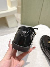 CELINE 26S LACE-UP LOAFERS IN BLACK GLOSSY CALFSKIN