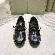 CELINE 26S LACE-UP LOAFERS IN BLACK GLOSSY CALFSKIN