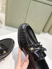 CELINE 26S LACE-UP LOAFERS IN BLACK GLOSSY CALFSKIN
