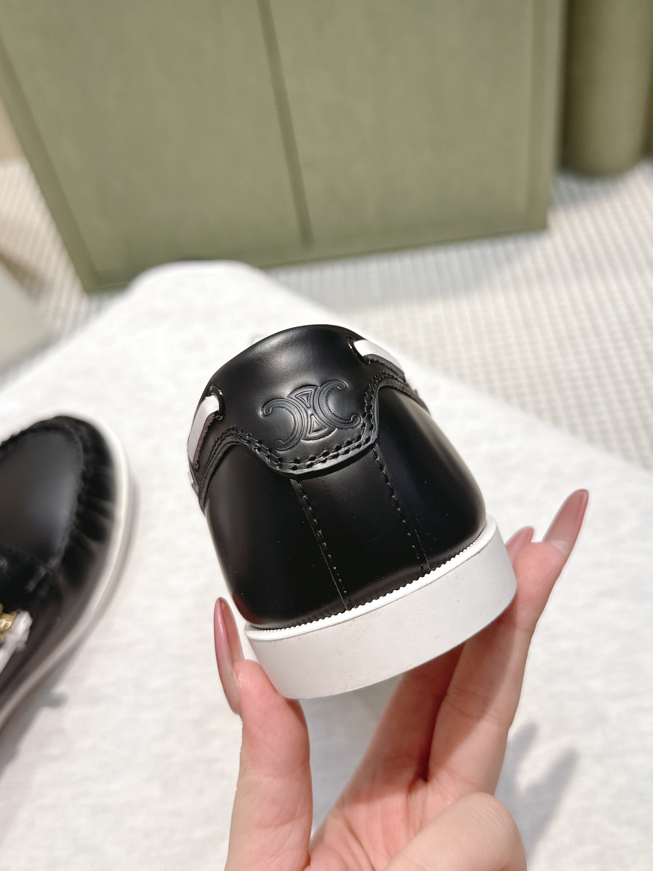 CELINE 26S LACE-UP LOAFERS IN BLACK CALFSKIN