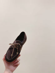CELINE 26S LACE-UP LOAFERS IN DARK BROWN SUEDE