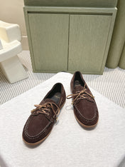 CELINE 26S LACE-UP LOAFERS IN DARK BROWN SUEDE