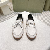 CELINE 26S LACE-UP LOAFERS IN OFF-WHITE BEIGE SUEDE