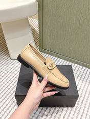 CHANEL 25S GODDESS FLAT LOAFERS IN WARM BEIGE CALFSKIN GOLD HARDWARE