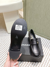 CHANEL 25S GODDESS MOCCASIN LOAFERS 65MM IN BLACK CALFSKIN GOLD HARDWARE