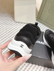 CHANEL 25S LUXURY SNEAKERS IN BLACK CALFSKIN AND SUEDE