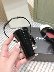 CHANEL 25S HIGH-HEELED SQUARE-TOE SLINGBACK 90MM IN BLACK AND WHITE CALFSKIN