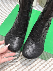 BOTTEGA VENETA 26S INTRECCIATO BOOTS 70 MM IN BLACK LAMBSKIN